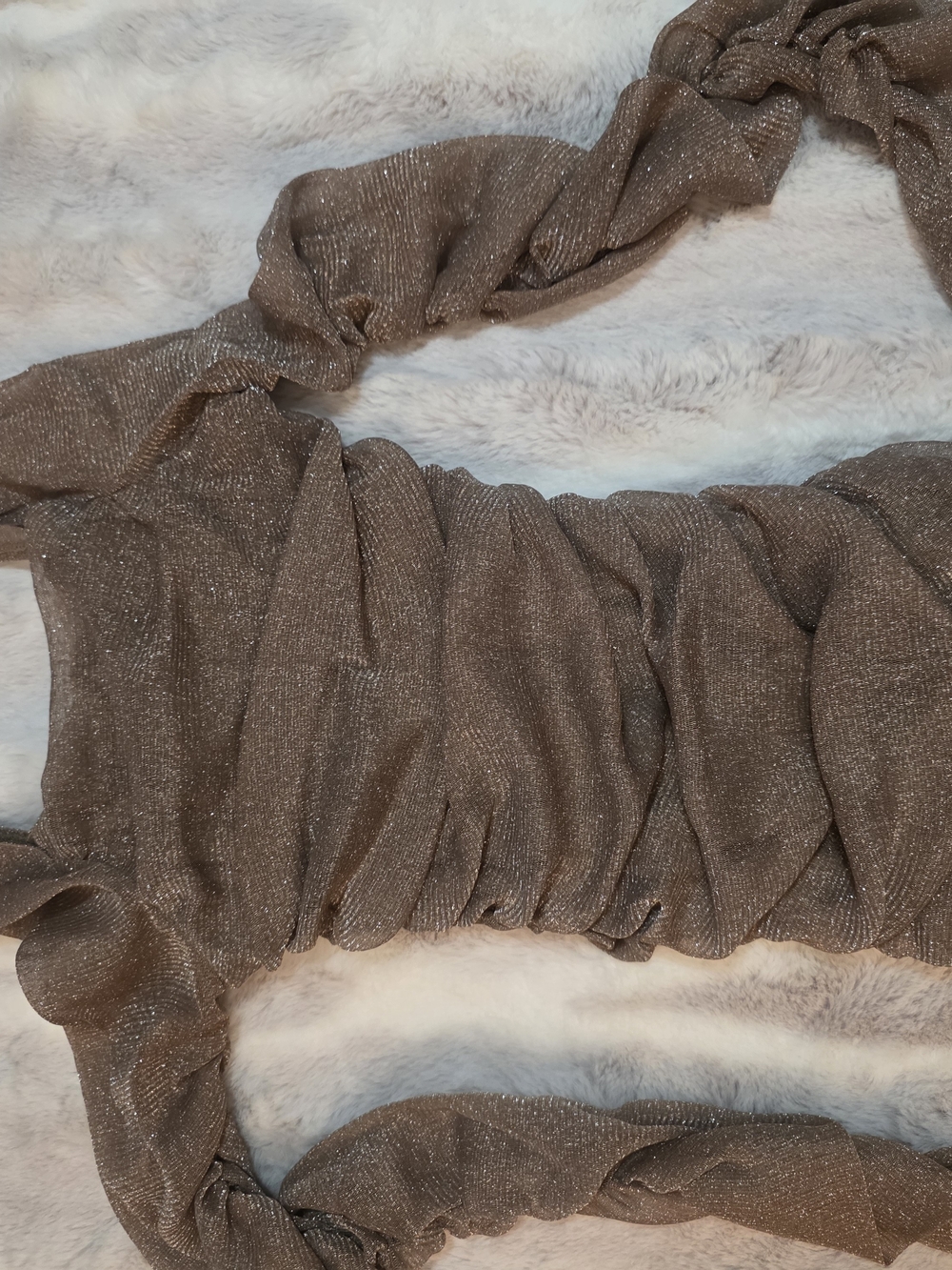 SHEIN Shimmery Brown Ruched Crop Top